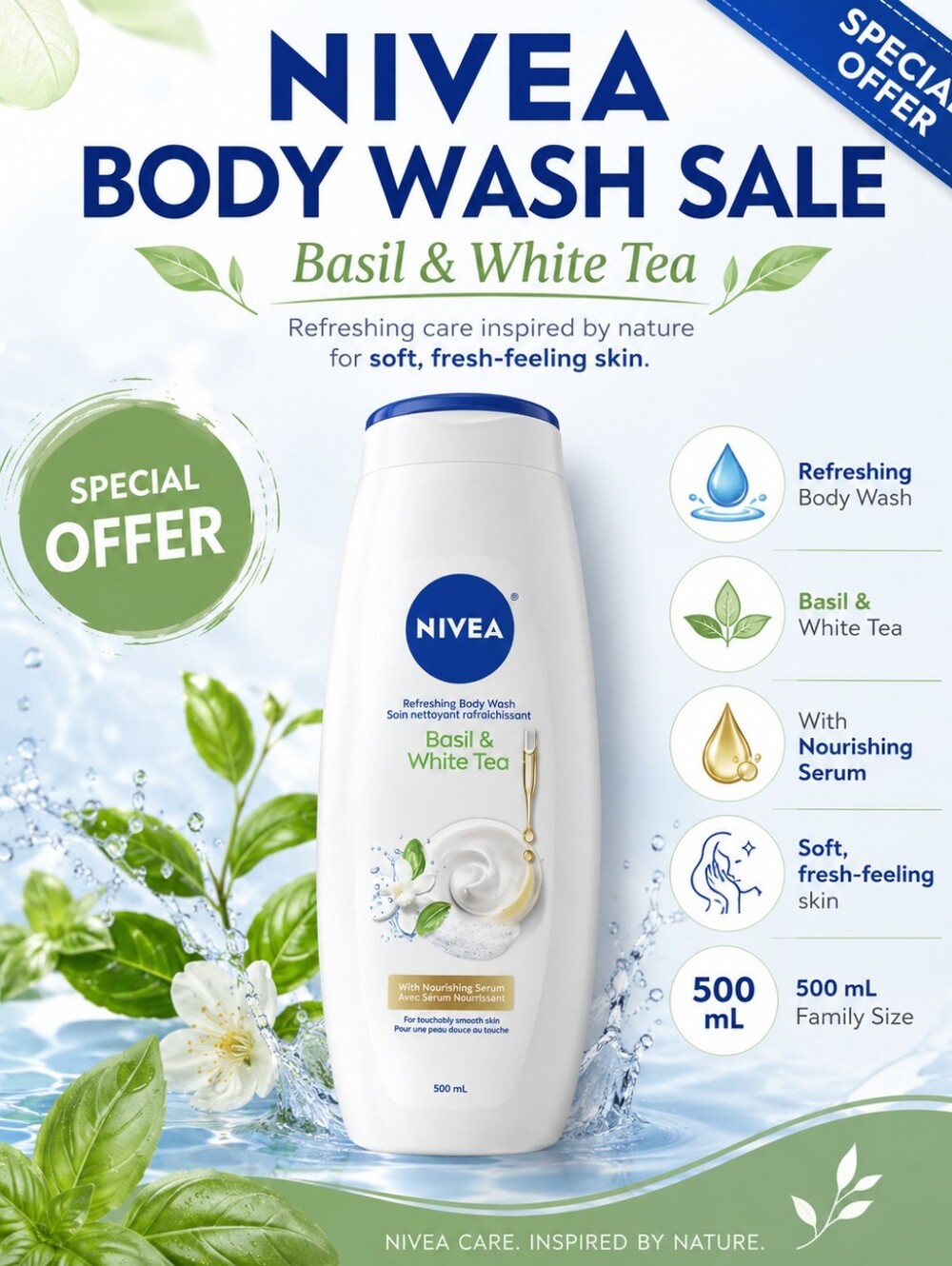 💥💙 Basil & White Tea Refreshing Body Wash